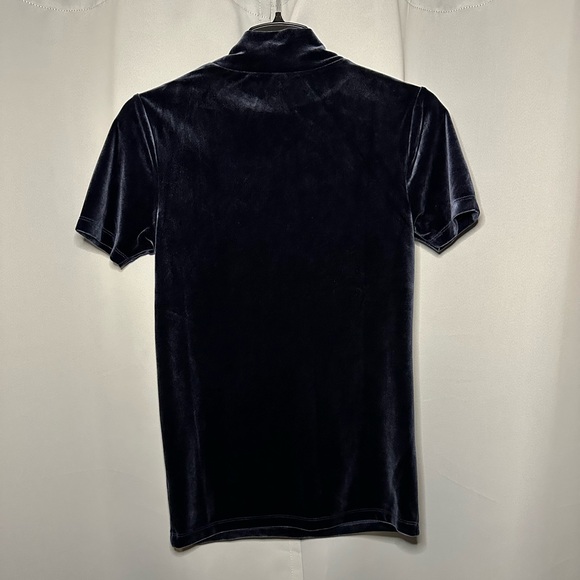 Navy Blue Velour Turtleneck - Picture 3 of 4